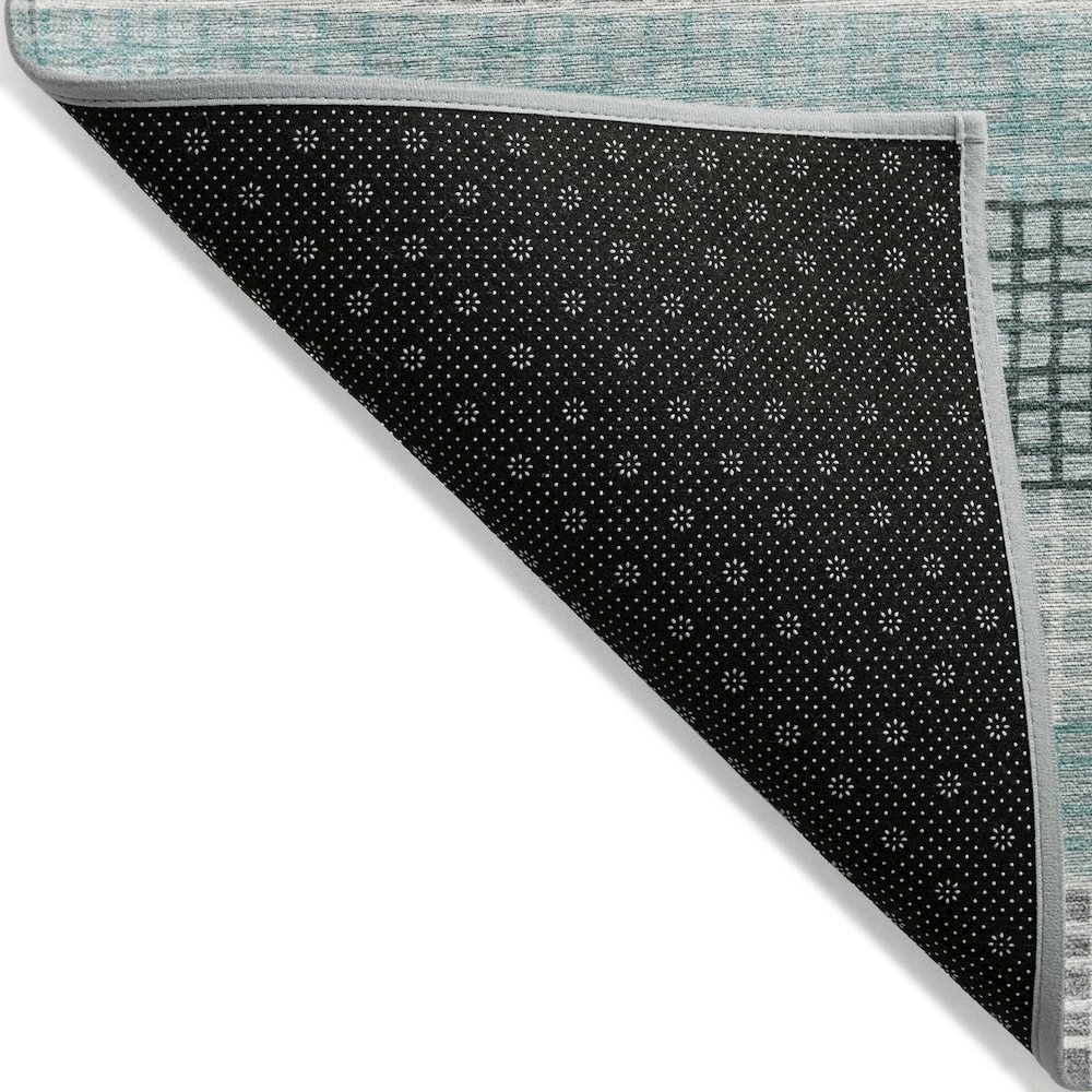 Machine Washable Indoor/Outdoor Chantille Teal 5' x 7'6" Rug. Picture 2