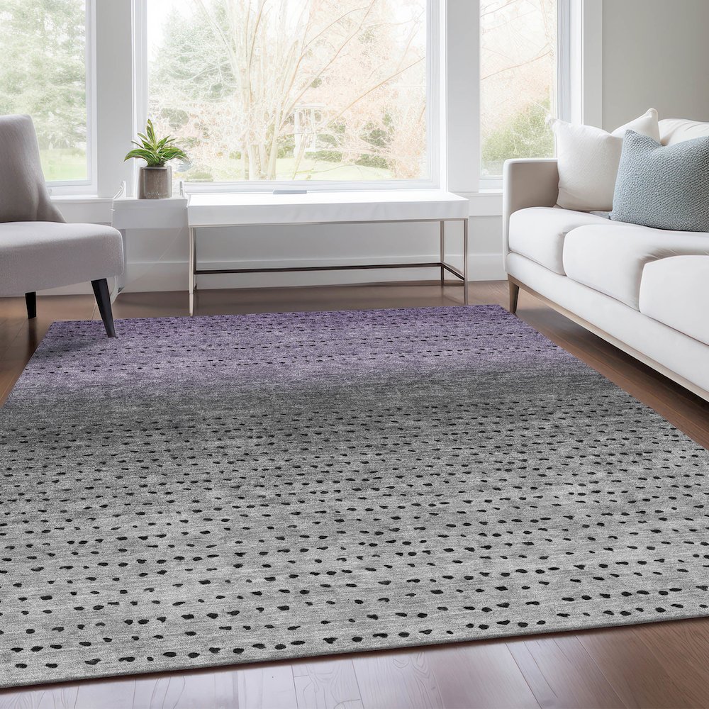 Machine Washable Indoor/Outdoor Chantille Purple 9' x 12' Rug. Picture 6