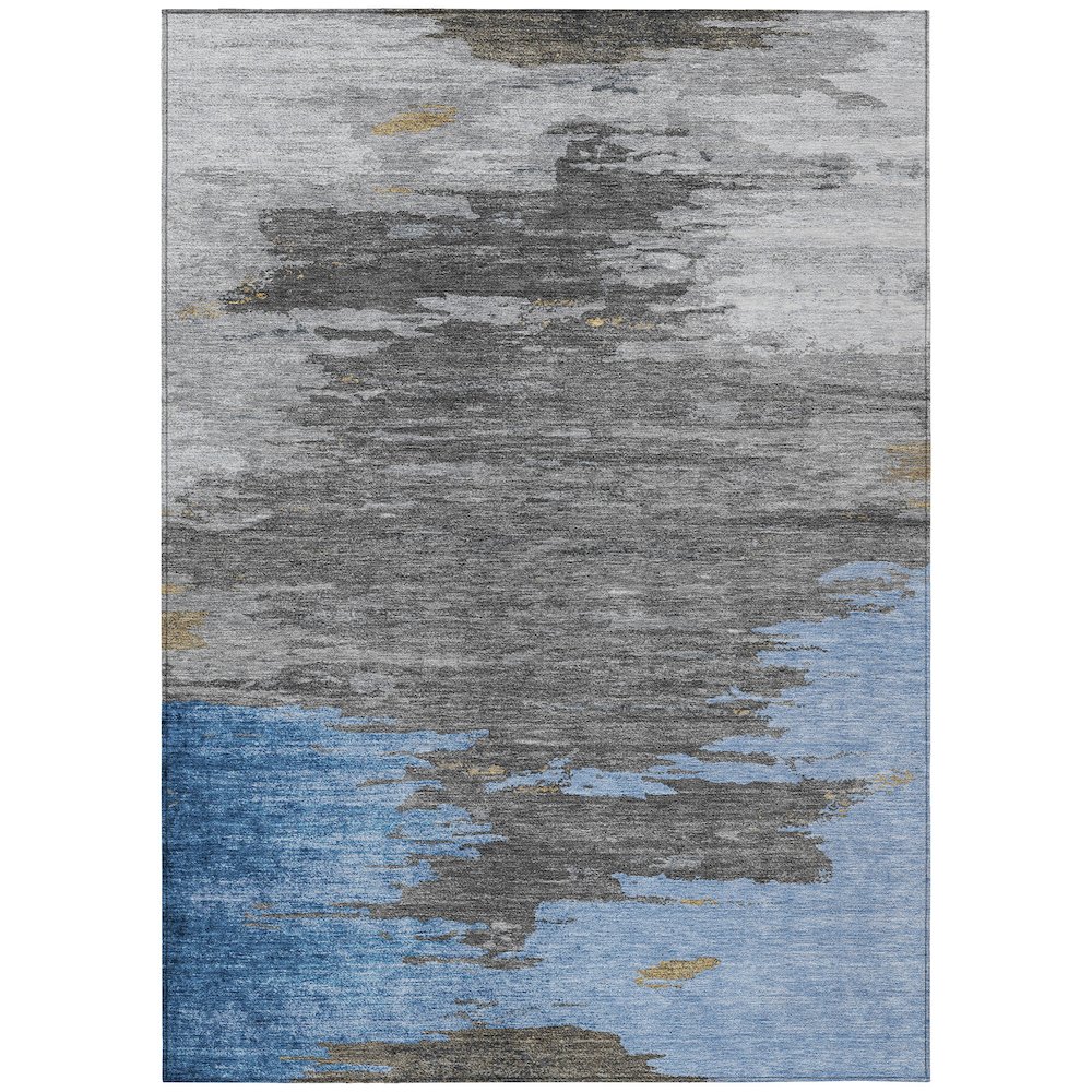 Machine Washable Indoor/Outdoor Chantille Denim 9' x 12' Rug. Picture 1