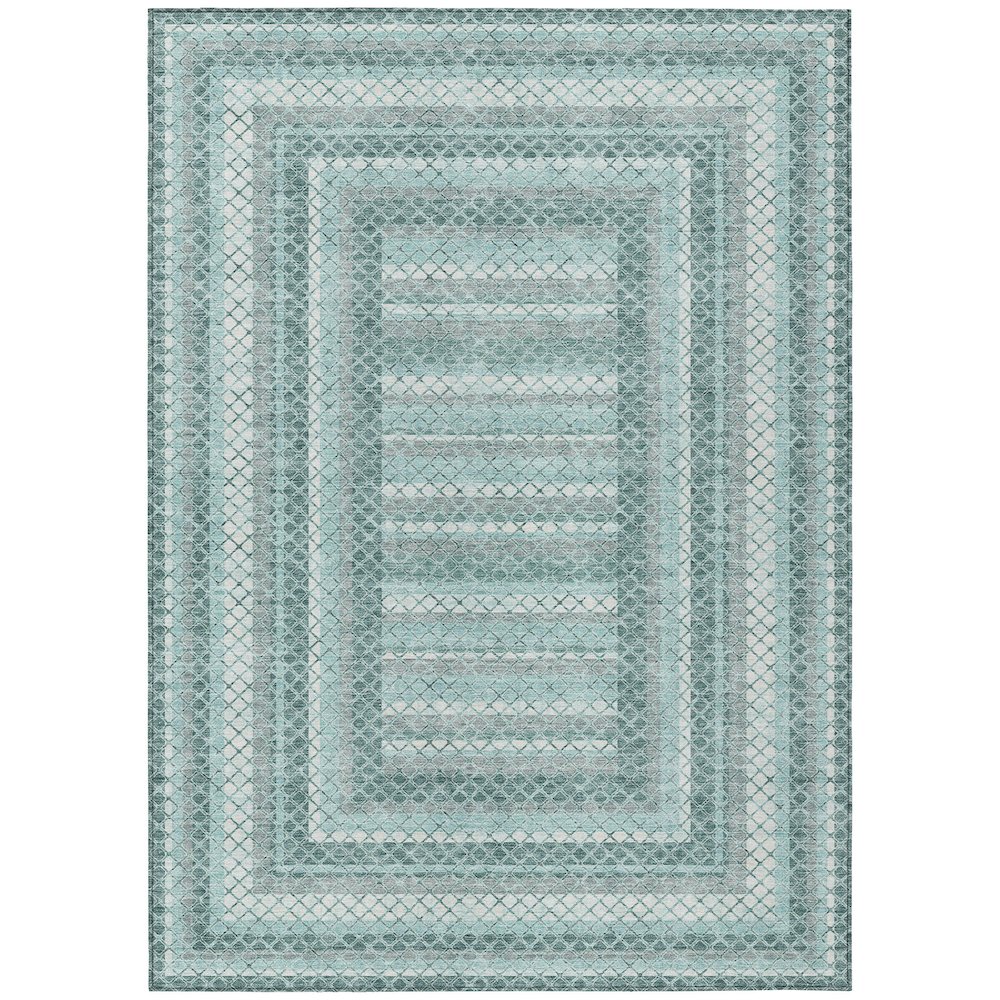 Machine Washable Indoor/Outdoor Chantille Teal 9' x 12' Rug. Picture 1