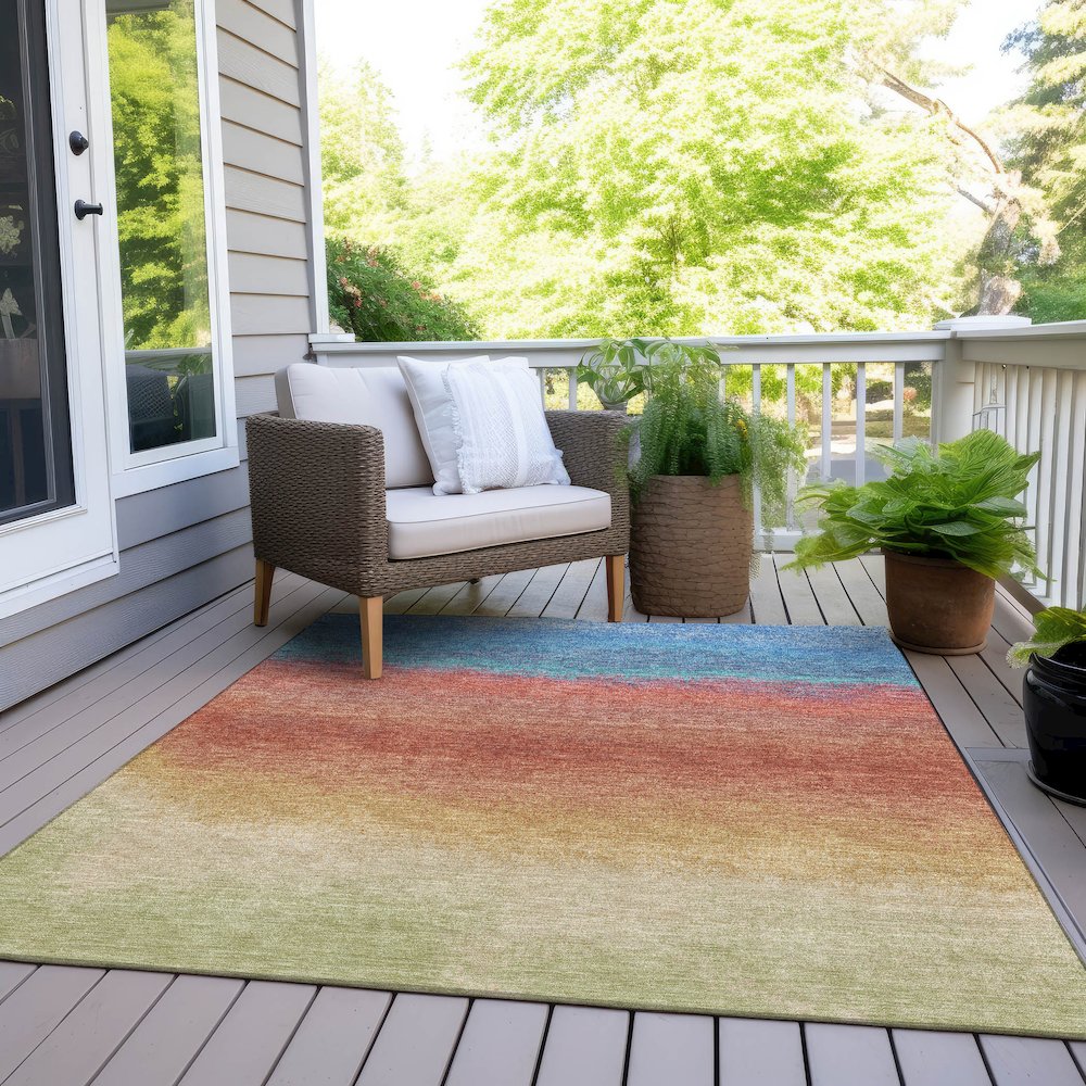 Machine Washable Indoor/Outdoor Chantille Coral 9' x 12' Rug. Picture 8