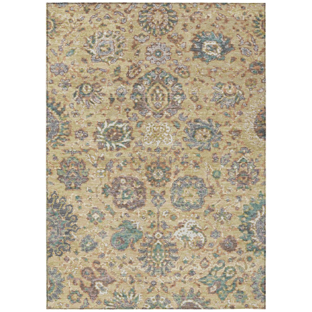 Machine Washable Indoor/Outdoor Chantille Gold 9' x 12' Rug. Picture 1