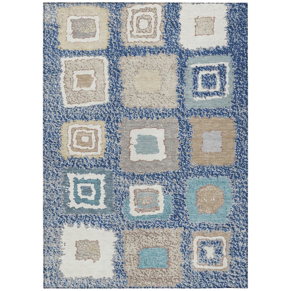 Machine Washable Indoor/Outdoor Chantille Navy 9' x 12' Rug. Picture 1