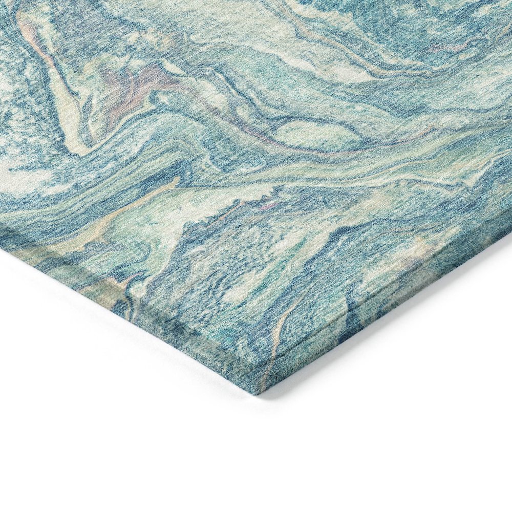 Machine Washable Indoor/Outdoor Chantille ACN2017 Teal 5' x 7'6" Rug. Picture 3
