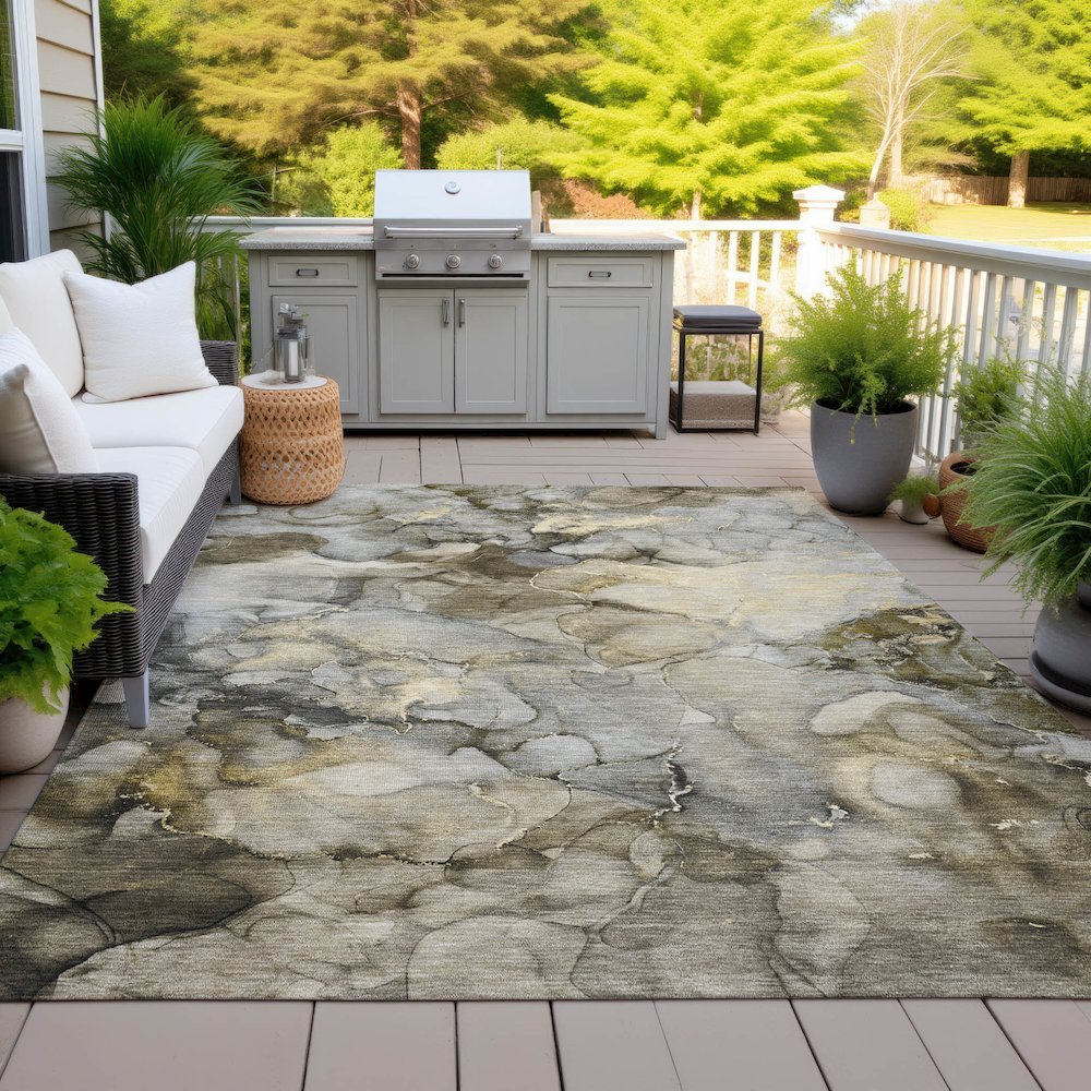 Machine Washable Indoor/Outdoor Chantille ACN2018 Pewter 9' x 12' Rug. Picture 7