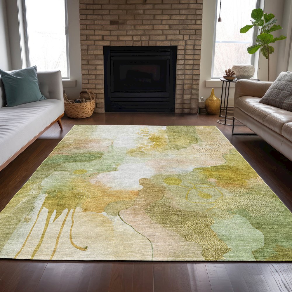 Machine Washable Indoor/Outdoor Chantille ACN2019 Fern 9' x 12' Rug. Picture 6