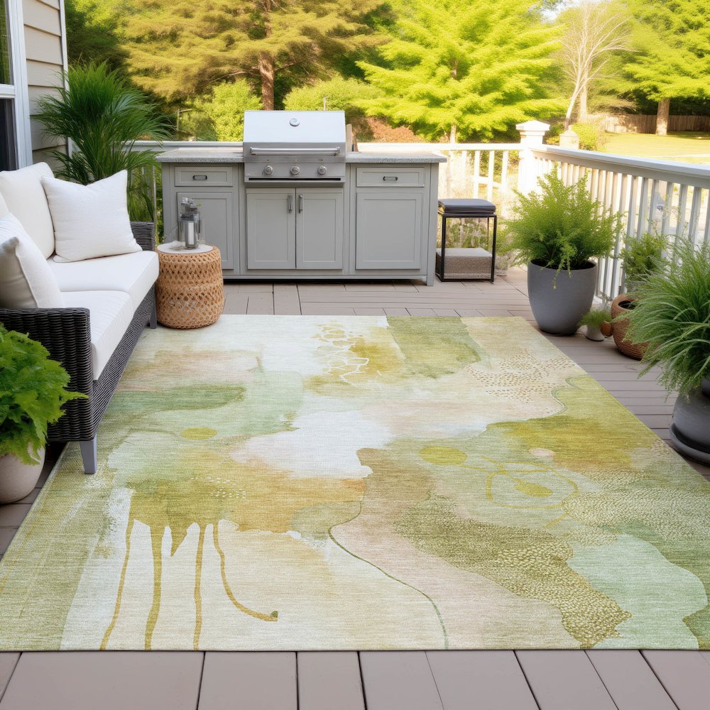 Machine Washable Indoor/Outdoor Chantille ACN2019 Fern 9' x 12' Rug. Picture 7