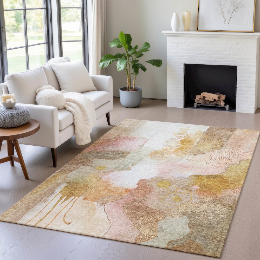 Machine Washable Indoor/Outdoor Chantille ACN2019 Mauve 9' x 12' Rug. Picture 5