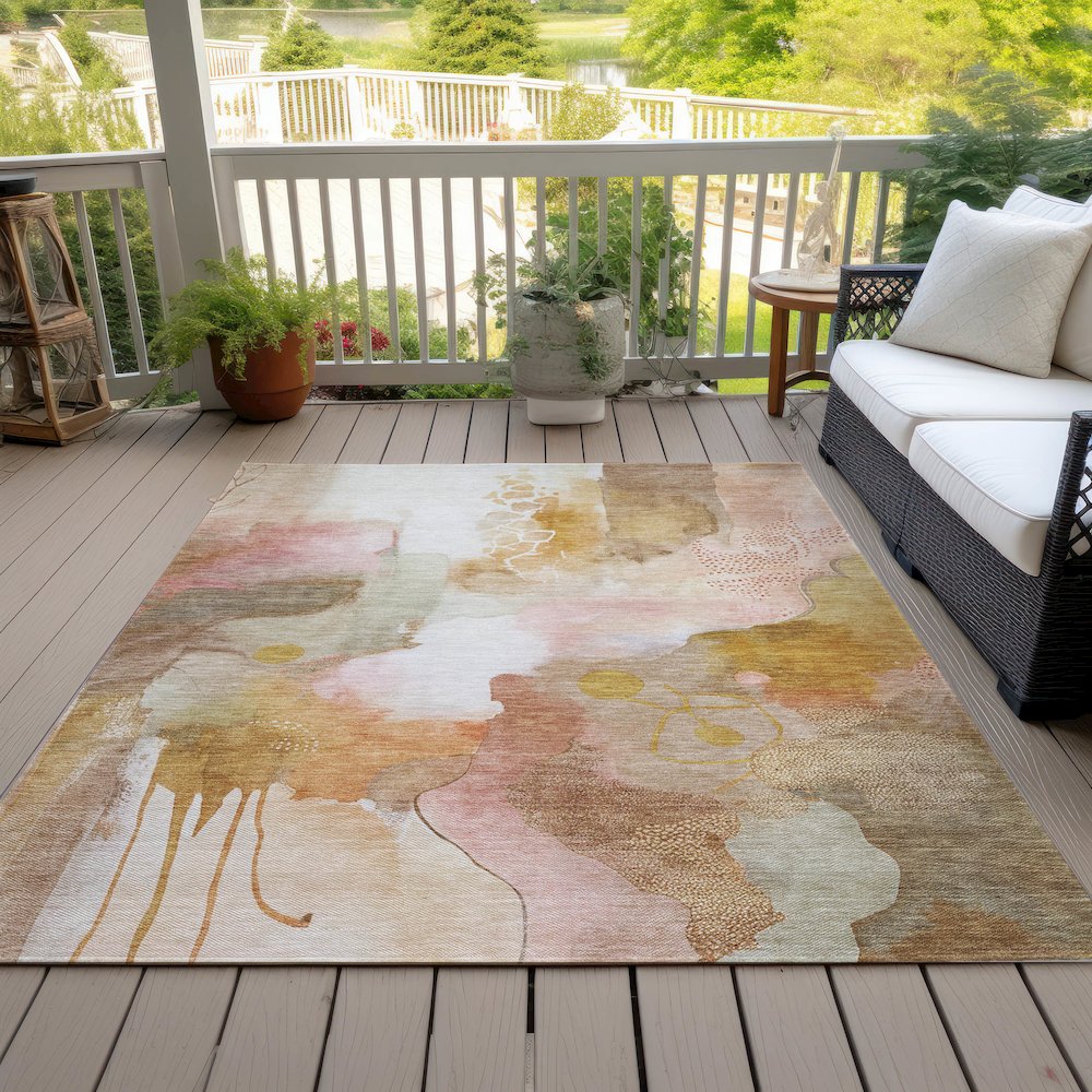 Machine Washable Indoor/Outdoor Chantille ACN2019 Mauve 9' x 12' Rug. Picture 8