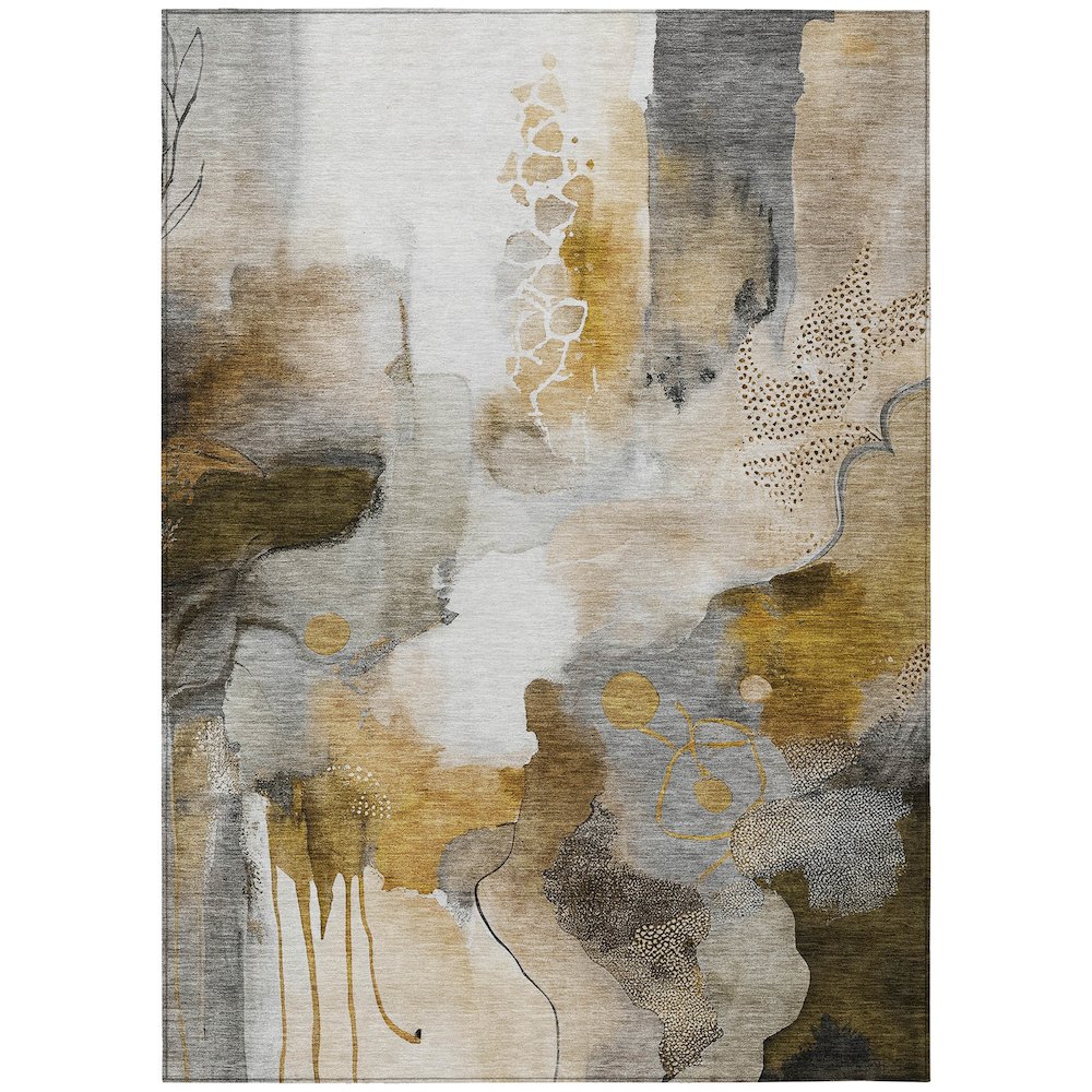 Machine Washable Indoor/Outdoor Chantille ACN2019 Mocha 9' x 12' Rug. Picture 1