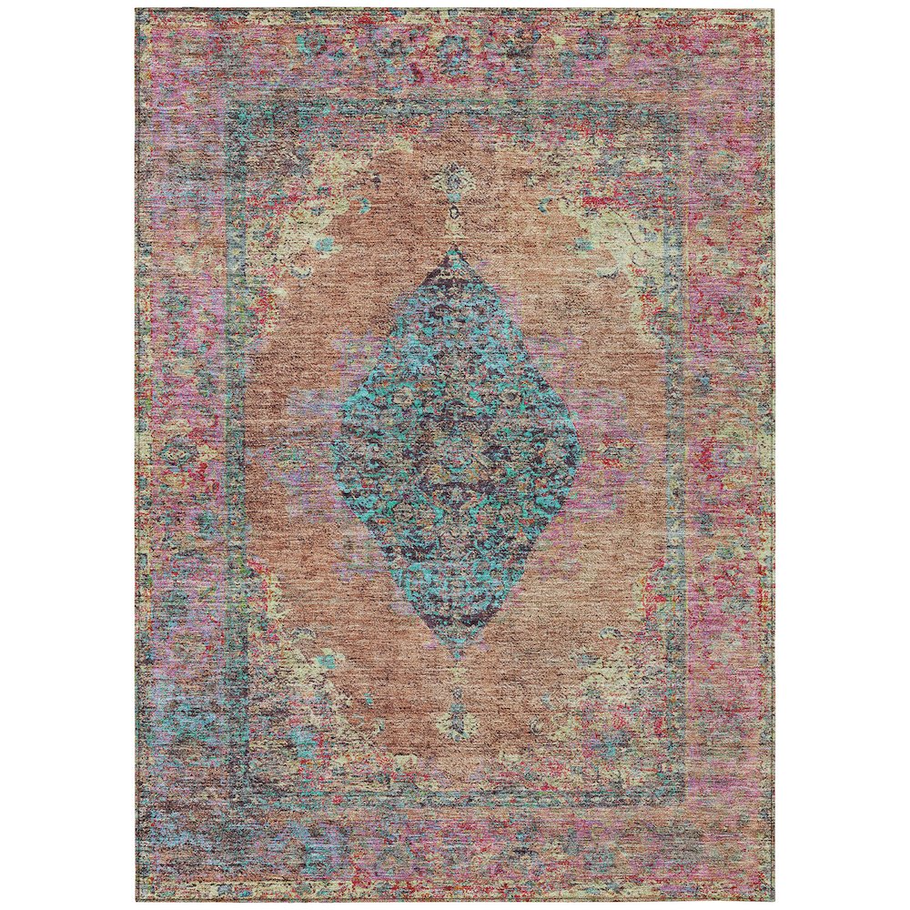 Machine Washable Indoor/Outdoor Chantille ACN2021 Orange 9' x 12' Rug. Picture 1