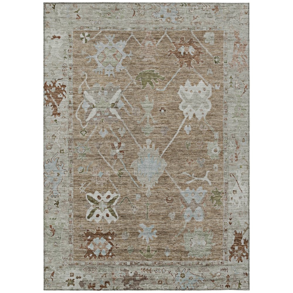Machine Washable Indoor/Outdoor Chantille ACN2025 Brown 9' x 12' Rug. Picture 1