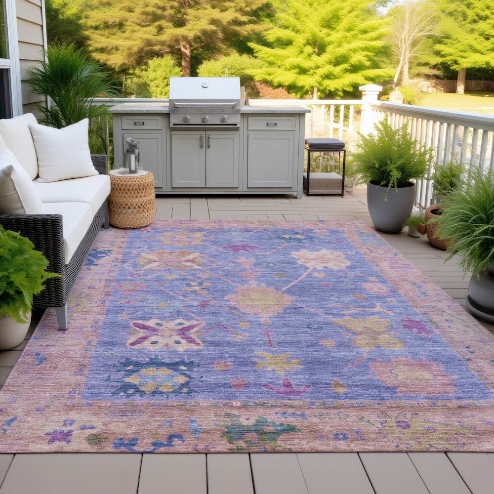 Machine Washable Indoor/Outdoor Chantille ACN2025 Purple 9' x 12' Rug. Picture 7