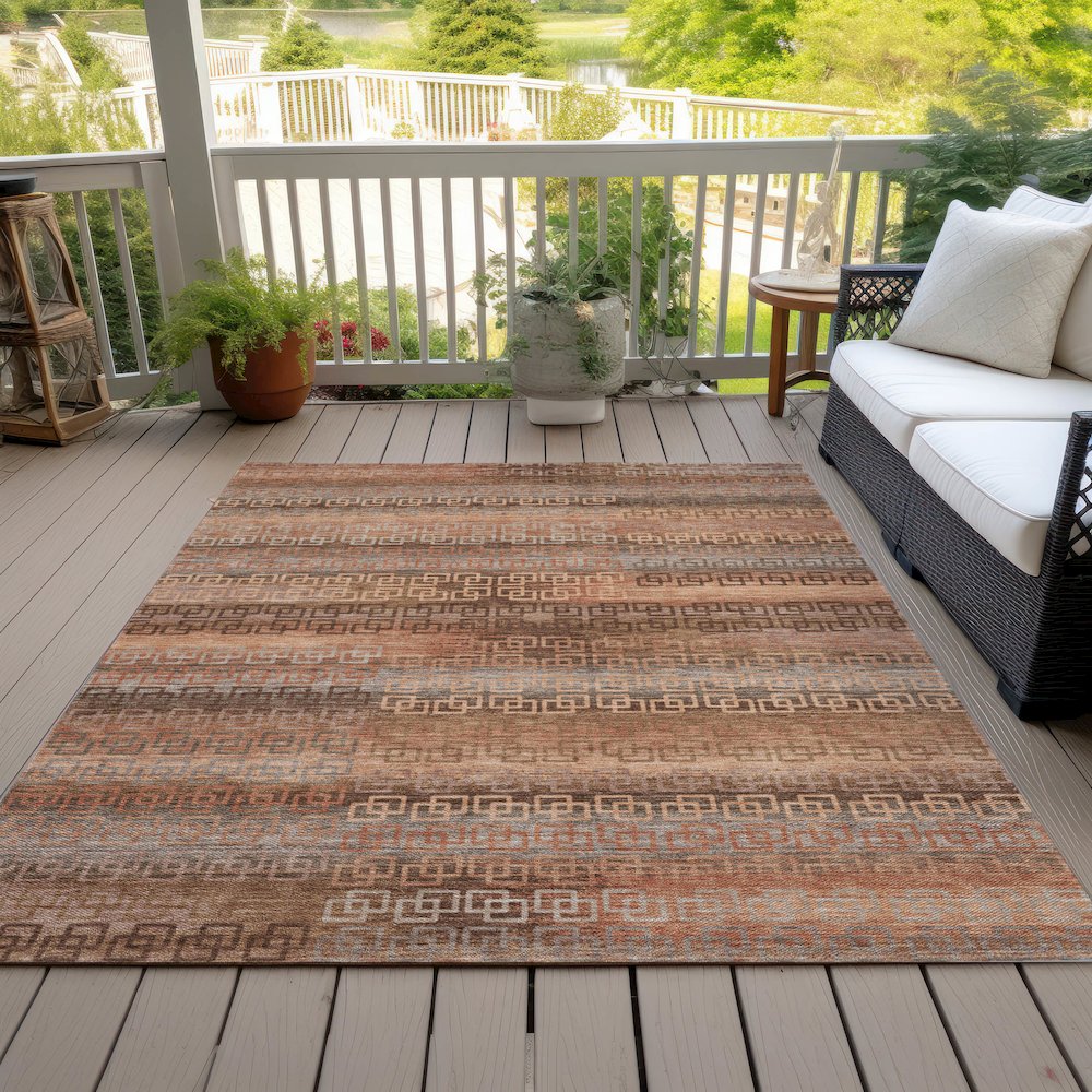 Machine Washable Indoor/Outdoor Chantille ACN2029 Copper 9' x 12' Rug. Picture 8