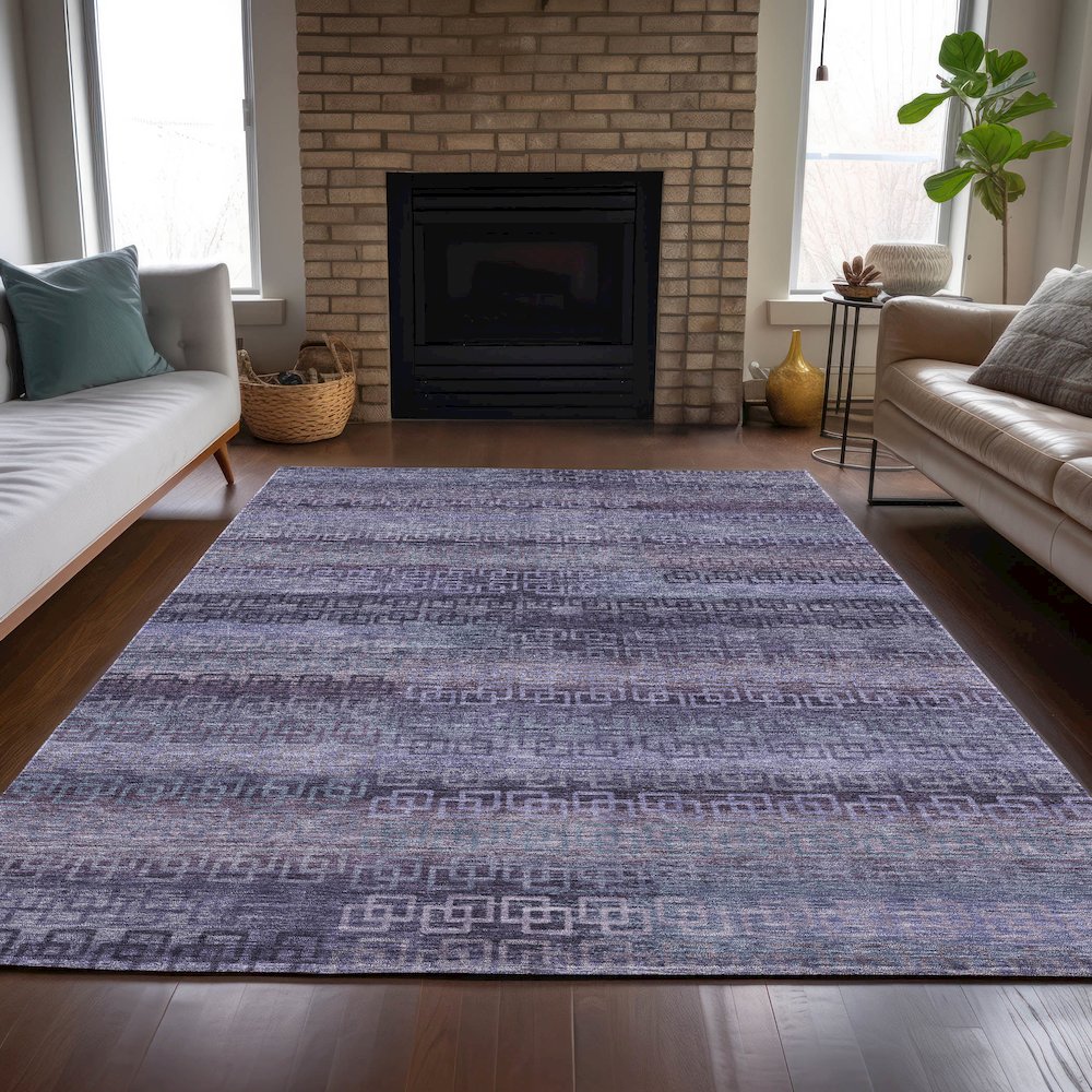 Machine Washable Indoor/Outdoor Chantille ACN2029 Plum 9' x 12' Rug. Picture 6