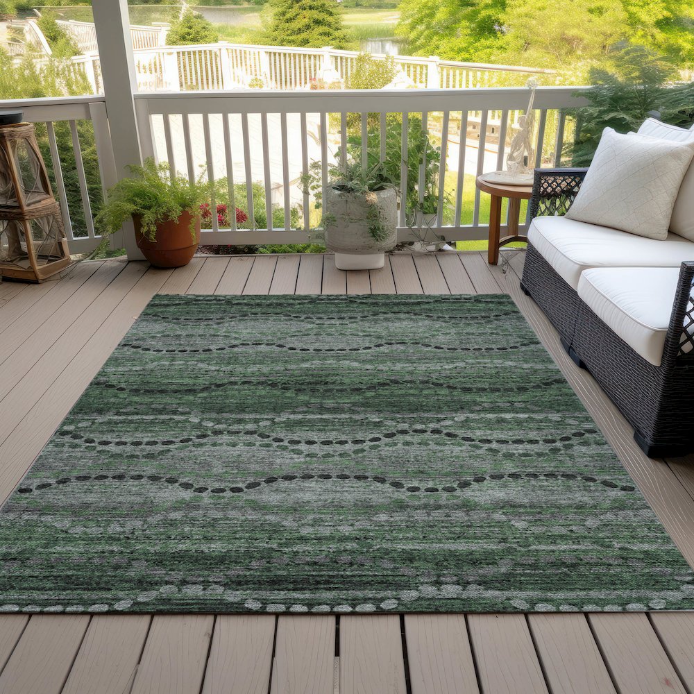 Machine Washable Indoor/Outdoor Chantille ACN2031 Olive 9' x 12' Rug. Picture 8