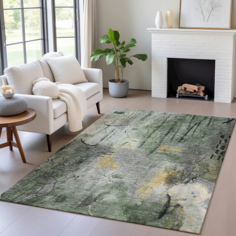 Machine Washable Indoor/Outdoor Chantille ACN2032 Pewter 9' x 12' Rug. Picture 5