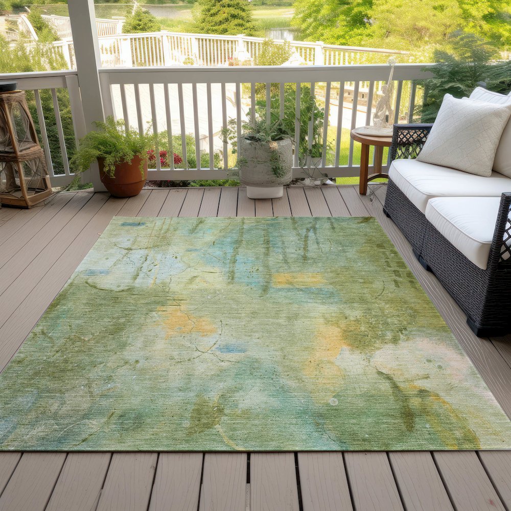 Machine Washable Indoor/Outdoor Chantille ACN2032 Sage 9' x 12' Rug. Picture 8