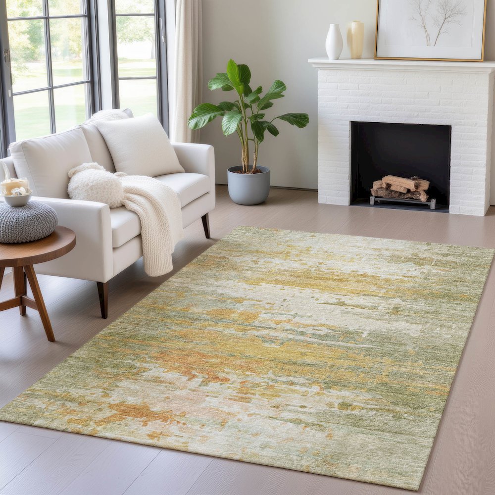 Machine Washable Indoor/Outdoor Chantille ACN2034 Aloe 9' x 12' Rug. Picture 5