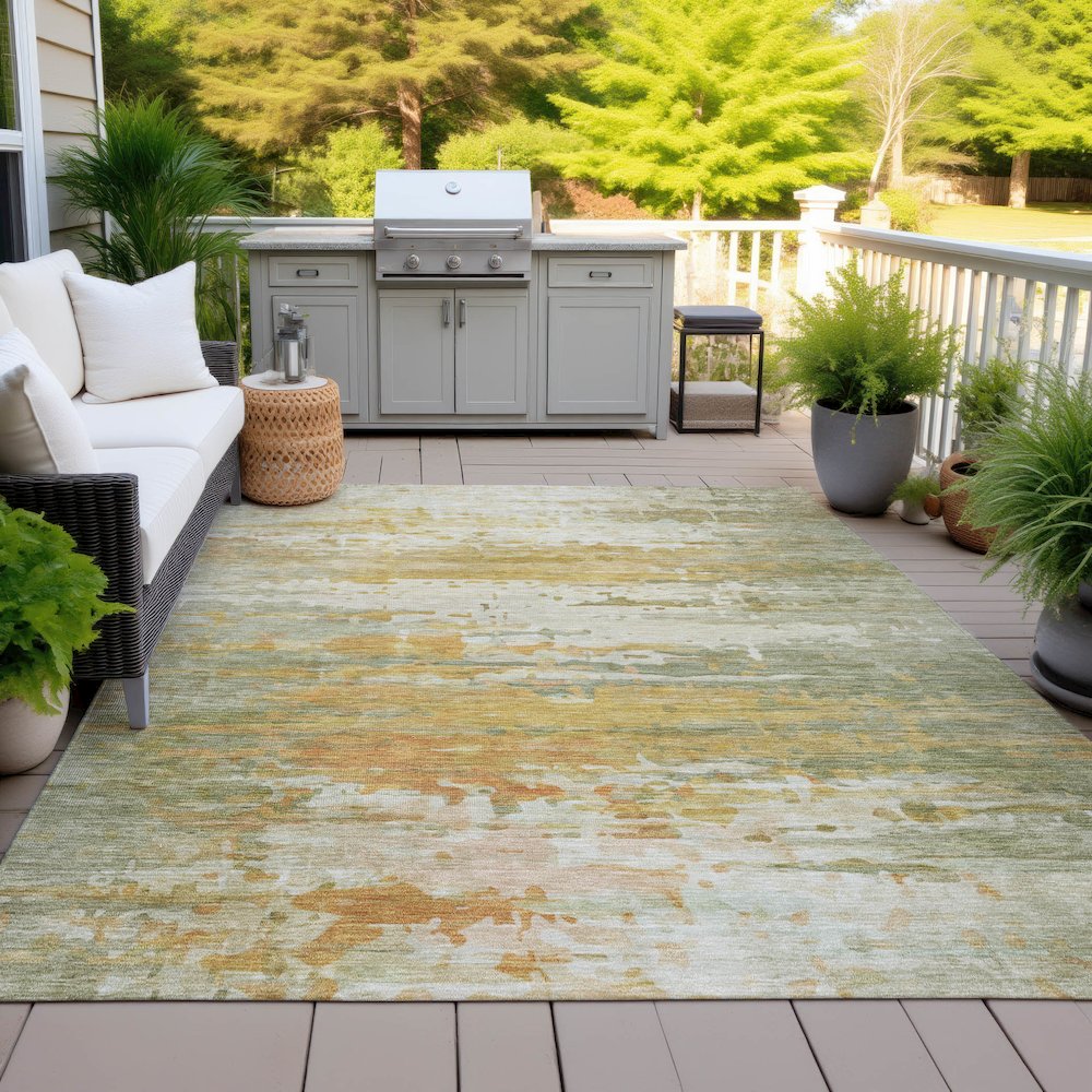 Machine Washable Indoor/Outdoor Chantille ACN2034 Aloe 9' x 12' Rug. Picture 7