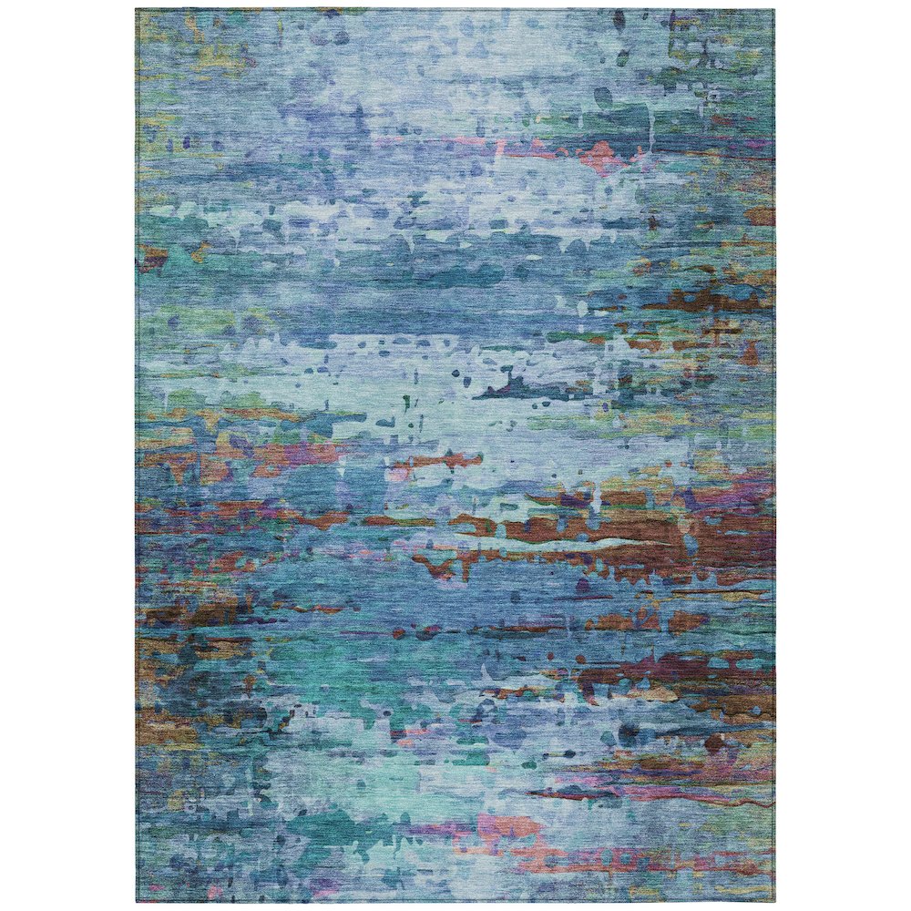 Machine Washable Indoor/Outdoor Chantille ACN2035 Blue 9' x 12' Rug. Picture 1