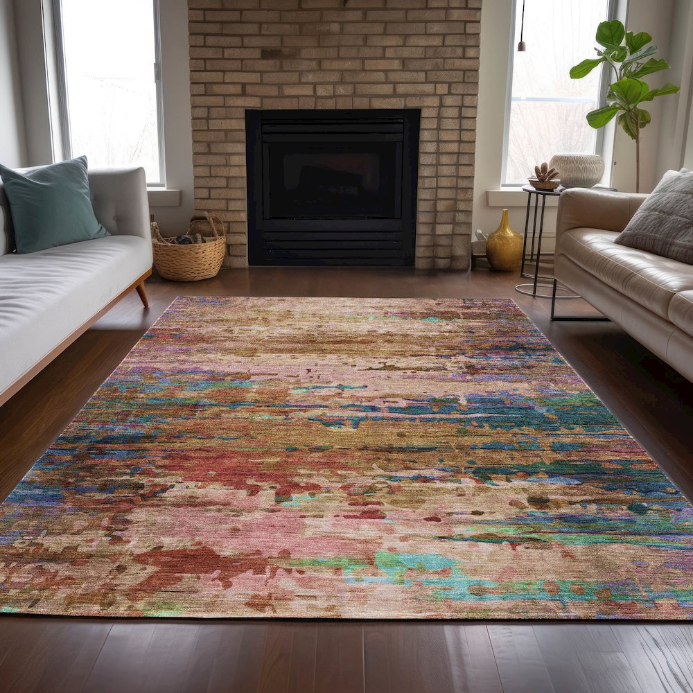 Machine Washable Indoor/Outdoor Chantille ACN2035 Sage 9' x 12' Rug. Picture 6