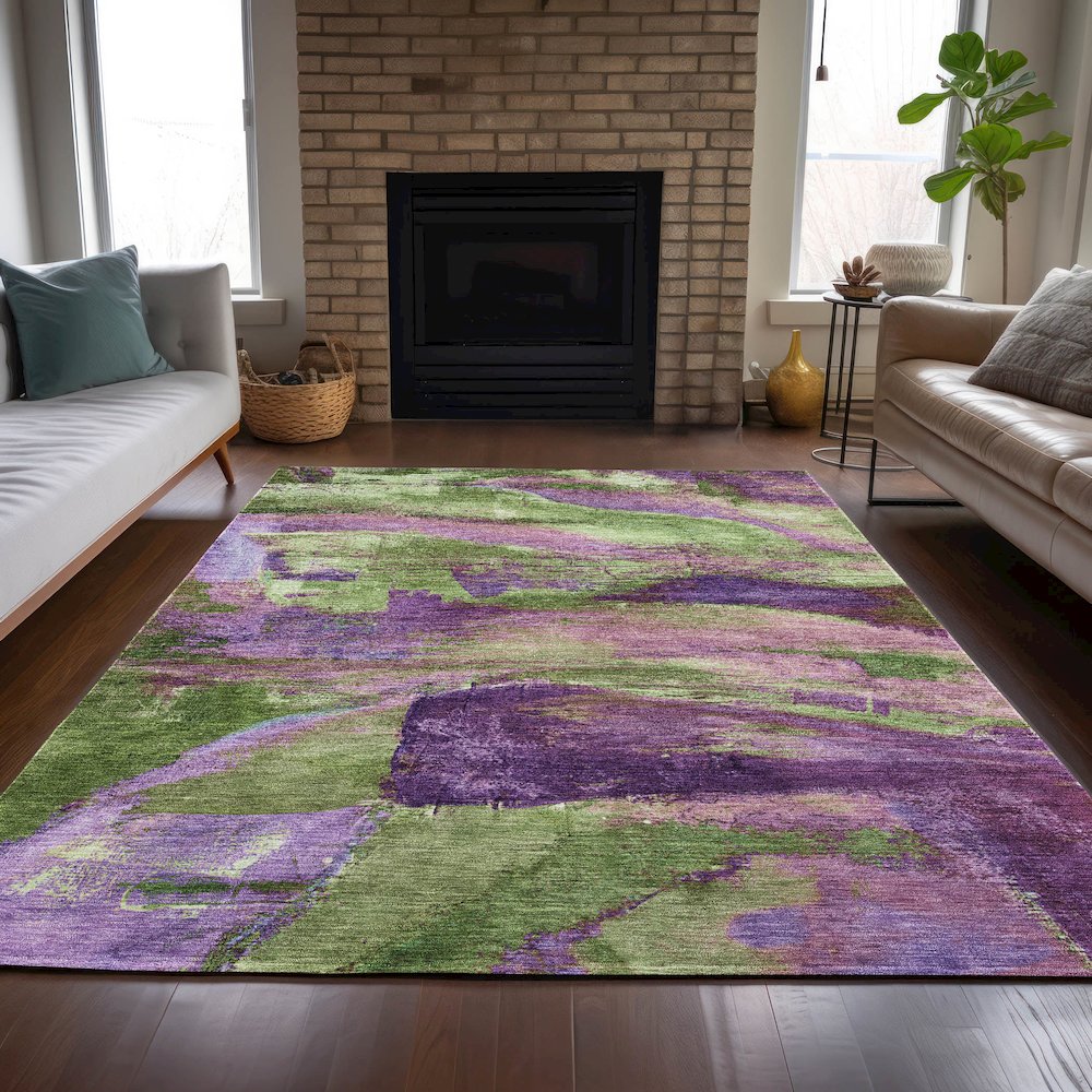 Machine Washable Indoor/Outdoor Chantille ACN2040 Purple 9' x 12' Rug. Picture 6