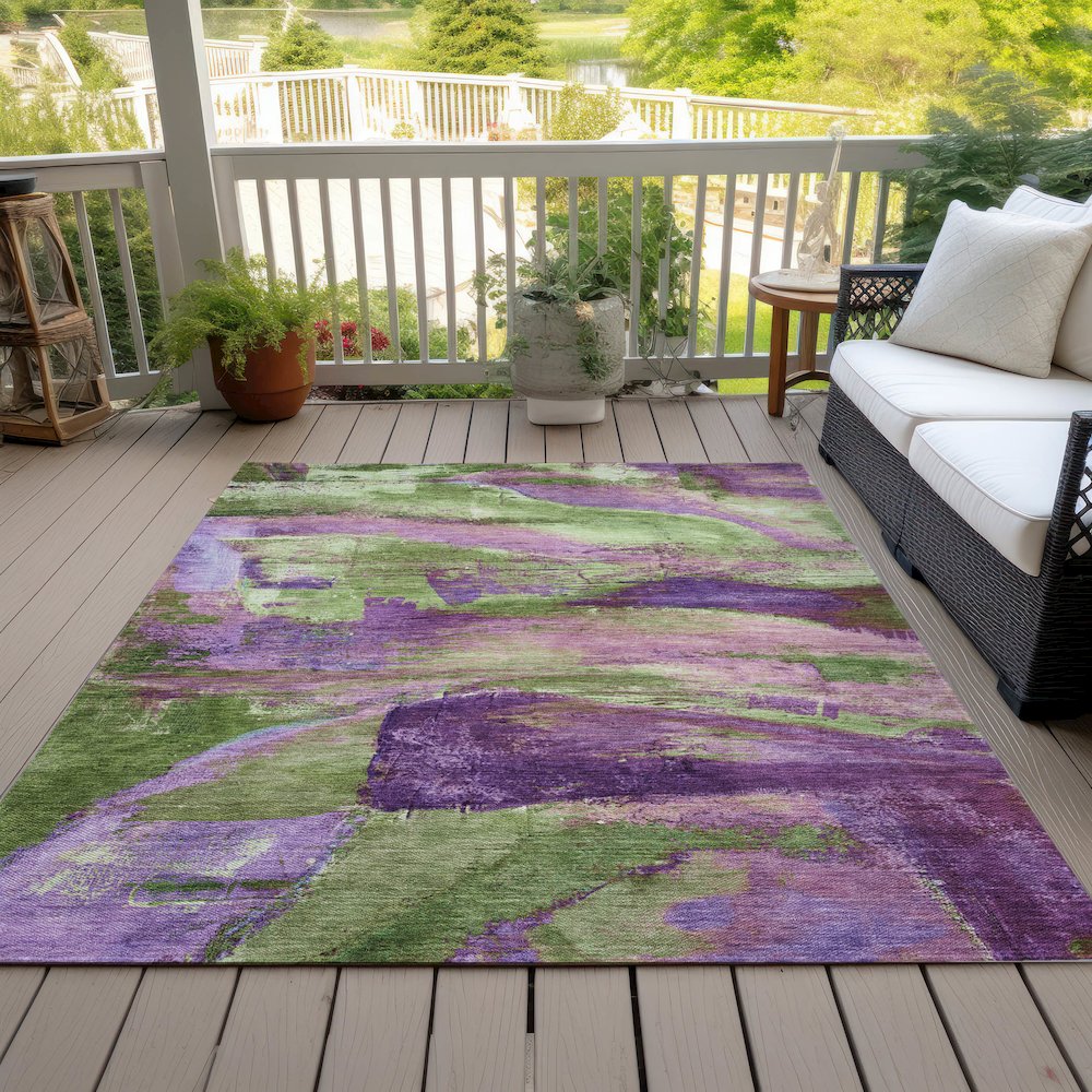 Machine Washable Indoor/Outdoor Chantille ACN2040 Purple 9' x 12' Rug. Picture 8