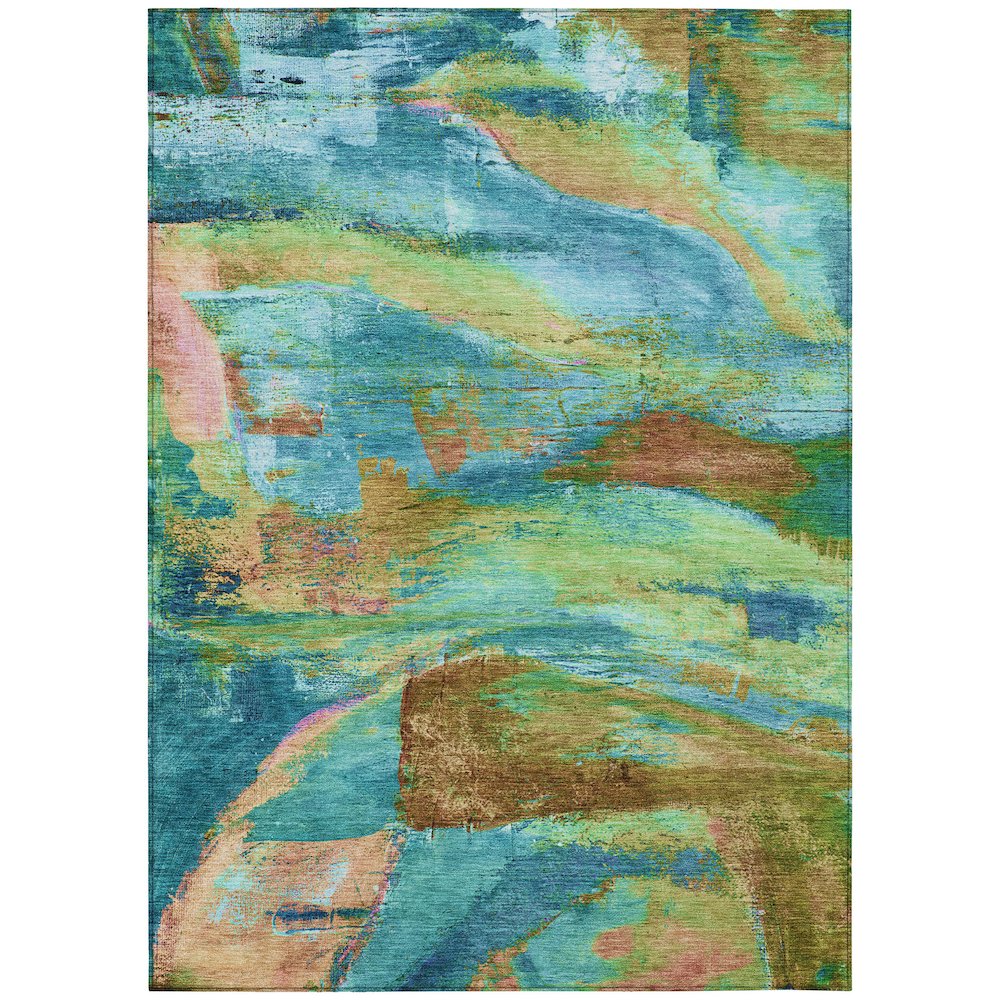 Machine Washable Indoor/Outdoor Chantille ACN2040 Teal 9' x 12' Rug. Picture 1