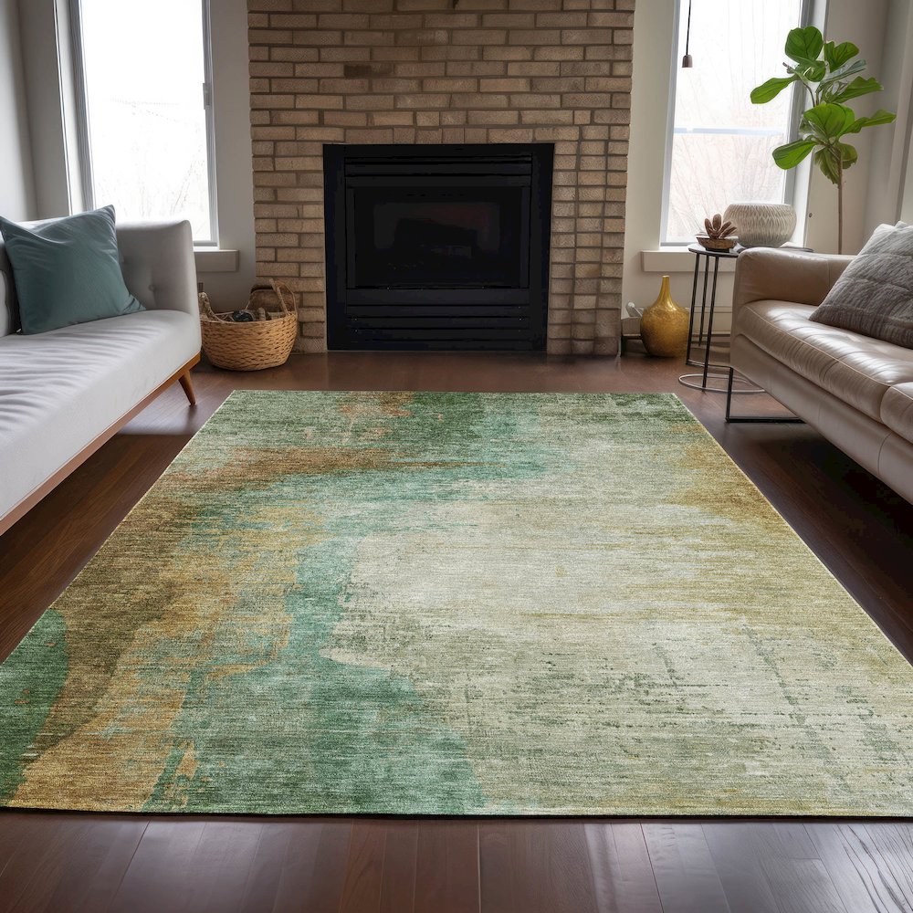 Machine Washable Indoor/Outdoor Chantille ACN2041 Aloe 9' x 12' Rug. Picture 6