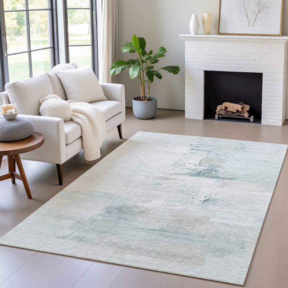 Machine Washable Indoor/Outdoor Chantille ACN2044 Sky 9' x 12' Rug. Picture 5
