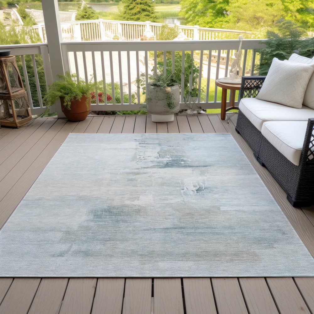 Machine Washable Indoor/Outdoor Chantille ACN2044 Sky 9' x 12' Rug. Picture 8
