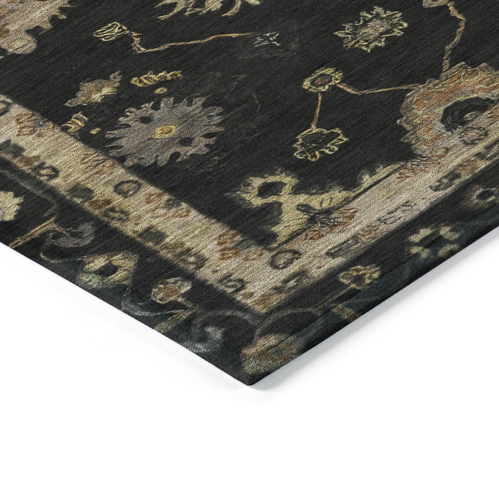 Machine Washable Indoor/Outdoor Chantille ACN2045 Black 5' x 7'6" Rug. Picture 3