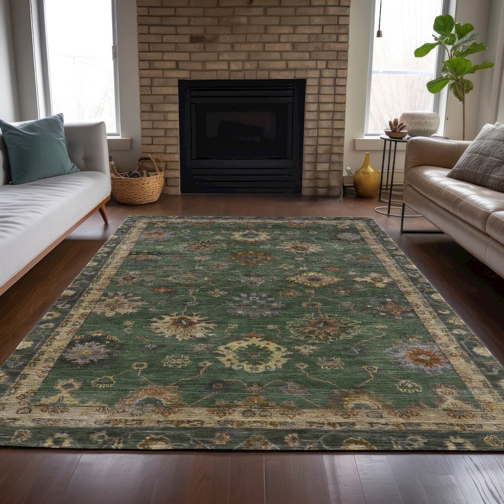Machine Washable Indoor/Outdoor Chantille ACN2045 Fern 9' x 12' Rug. Picture 6