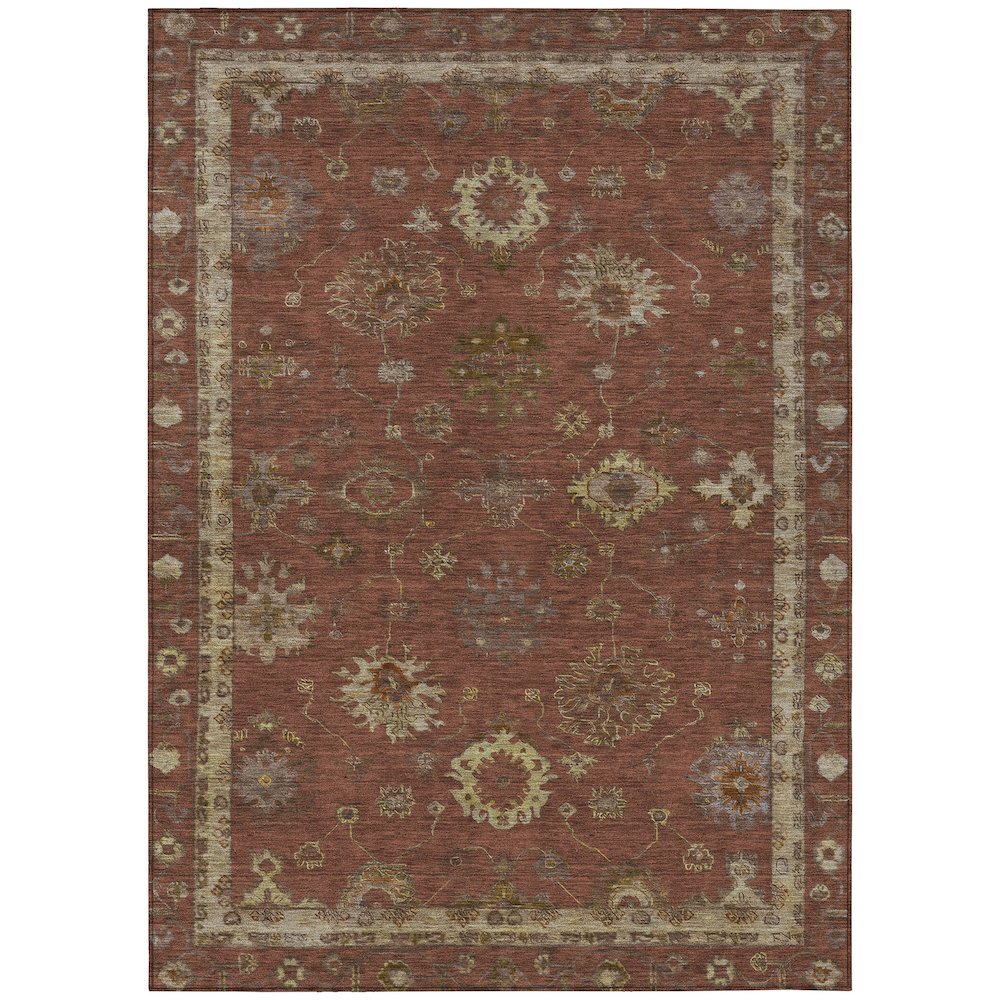 Machine Washable Indoor/Outdoor Chantille ACN2045 Paprika 9' x 12' Rug. Picture 1