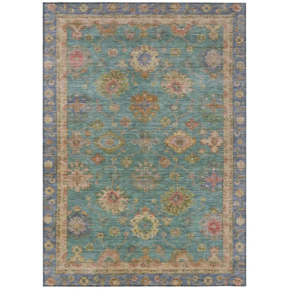 Machine Washable Indoor/Outdoor Chantille ACN2045 Teal 9' x 12' Rug. Picture 1