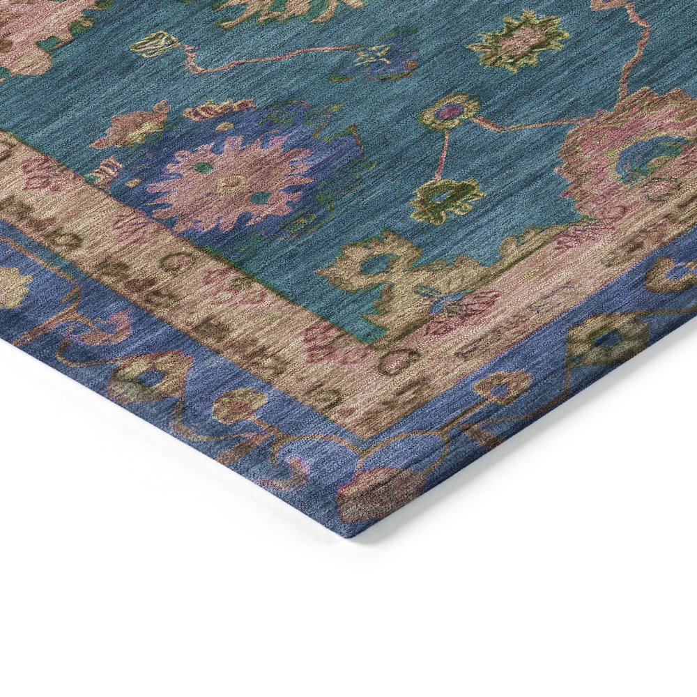 Machine Washable Indoor/Outdoor Chantille ACN2046 Teal 5' x 7'6" Rug. Picture 3