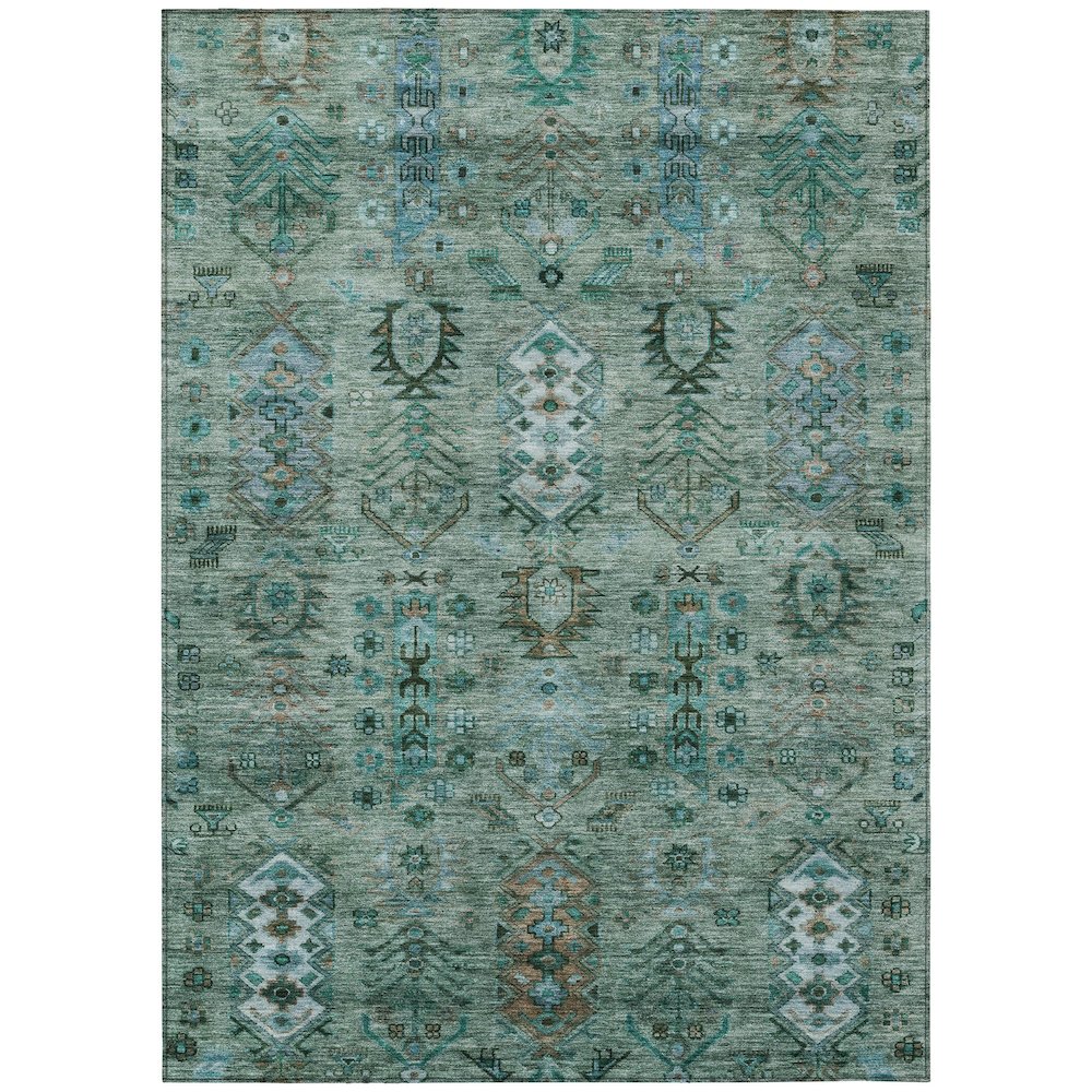 Machine Washable Indoor/Outdoor Chantille ACN2047 Green 9' x 12' Rug. Picture 1