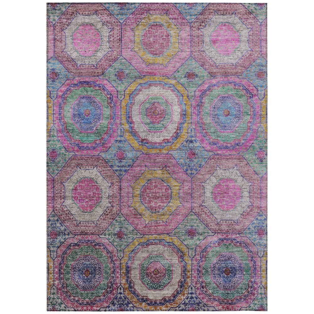 Machine Washable Indoor/Outdoor Chantille ACN2049 Pink 9' x 12' Rug. Picture 1