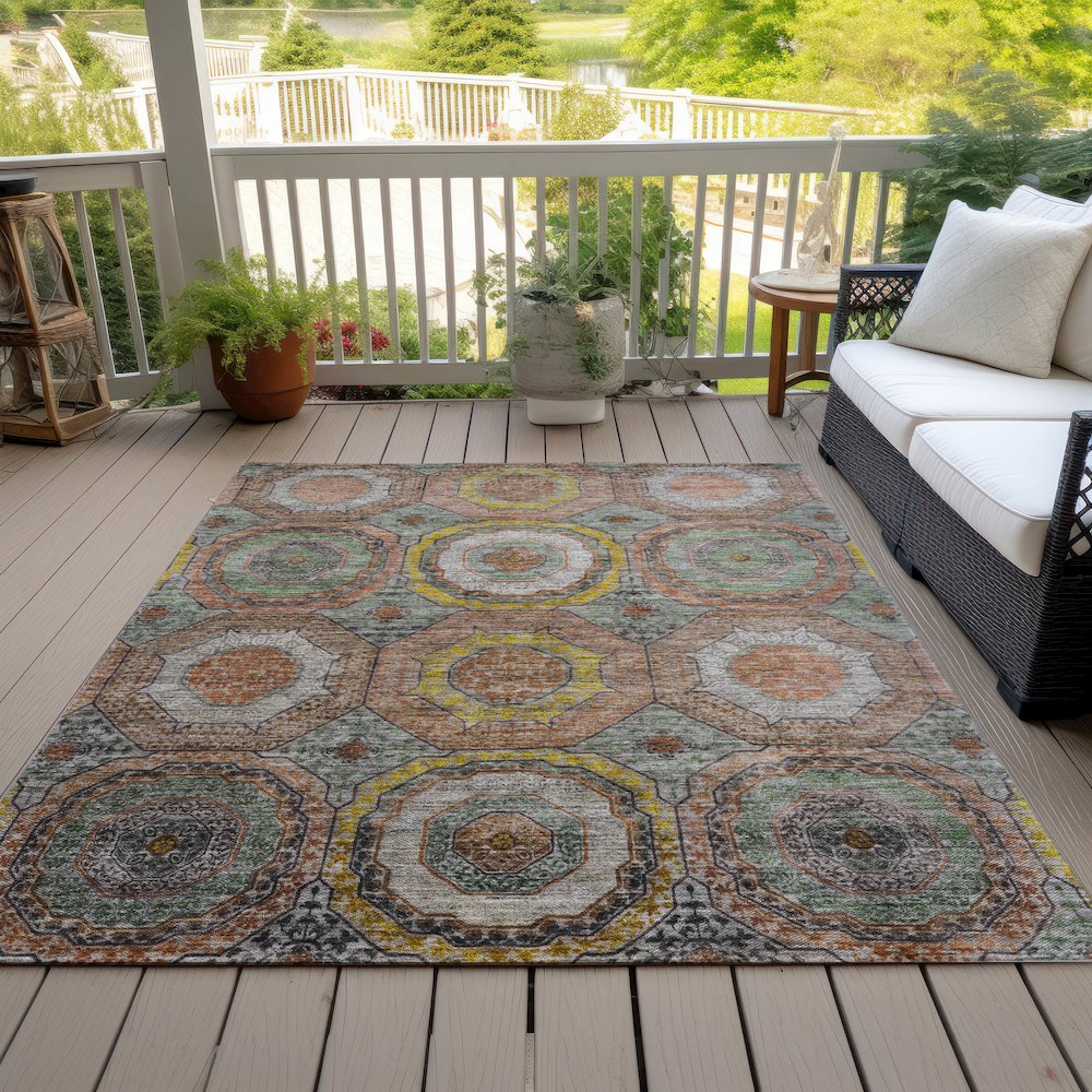 Machine Washable Indoor/Outdoor Chantille ACN2050 Sage 9' x 12' Rug. Picture 8