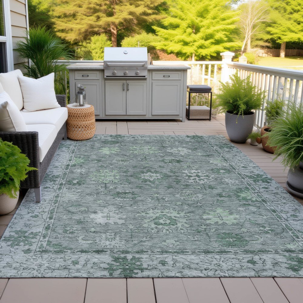 Machine Washable Indoor/Outdoor Chantille ACN2051 Aloe 9' x 12' Rug. Picture 7