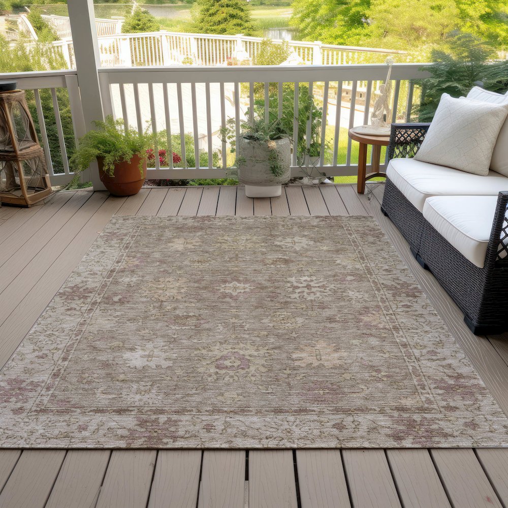 Machine Washable Indoor/Outdoor Chantille ACN2051 Khaki 9' x 12' Rug. Picture 8