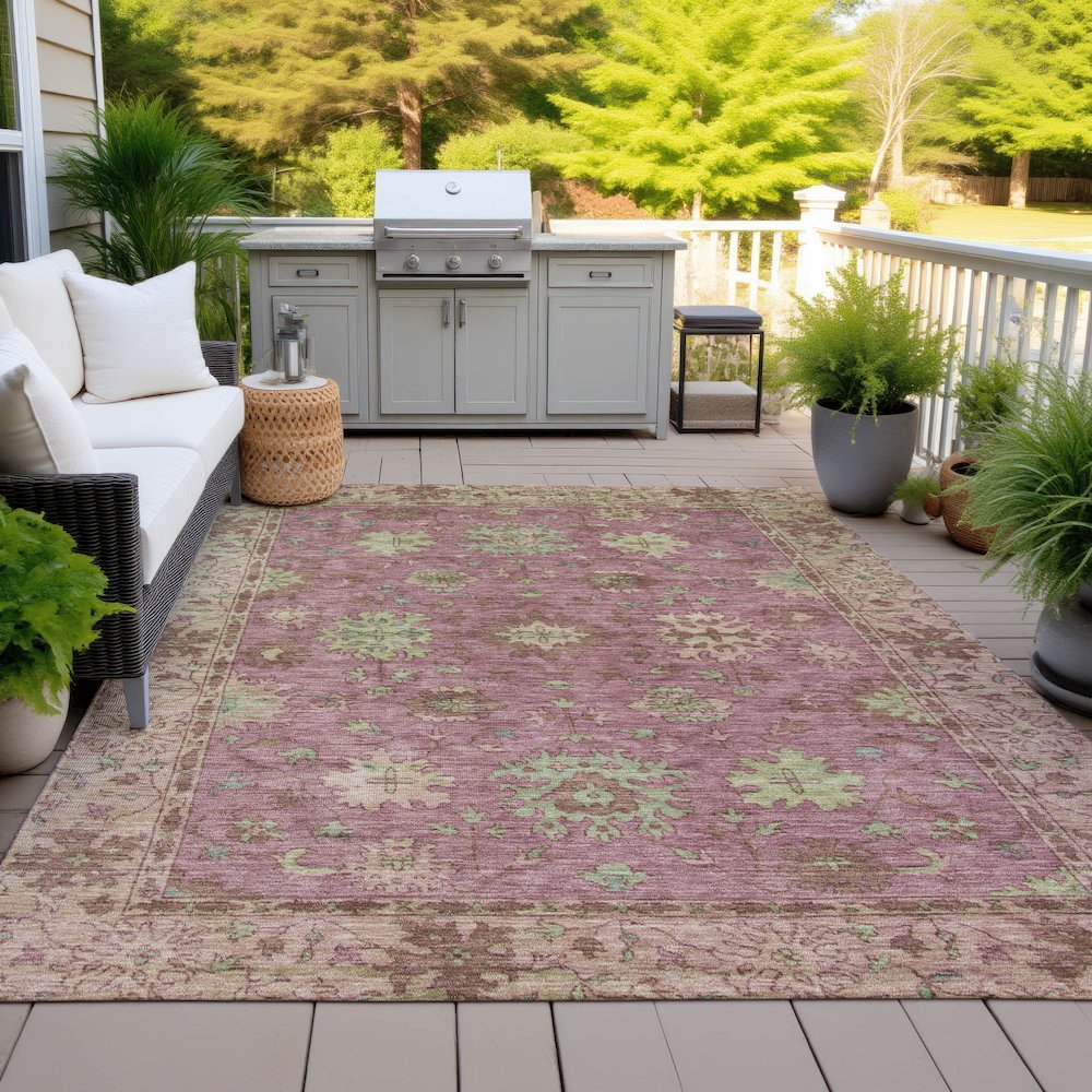 Machine Washable Indoor/Outdoor Chantille ACN2052 Pink 9' x 12' Rug. Picture 7