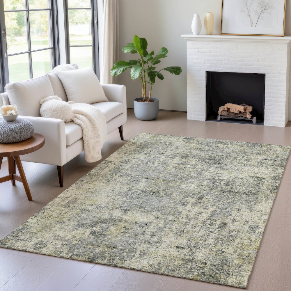 Machine Washable Indoor/Outdoor Chantille ACN2061 Pewter 9' x 12' Rug. Picture 5