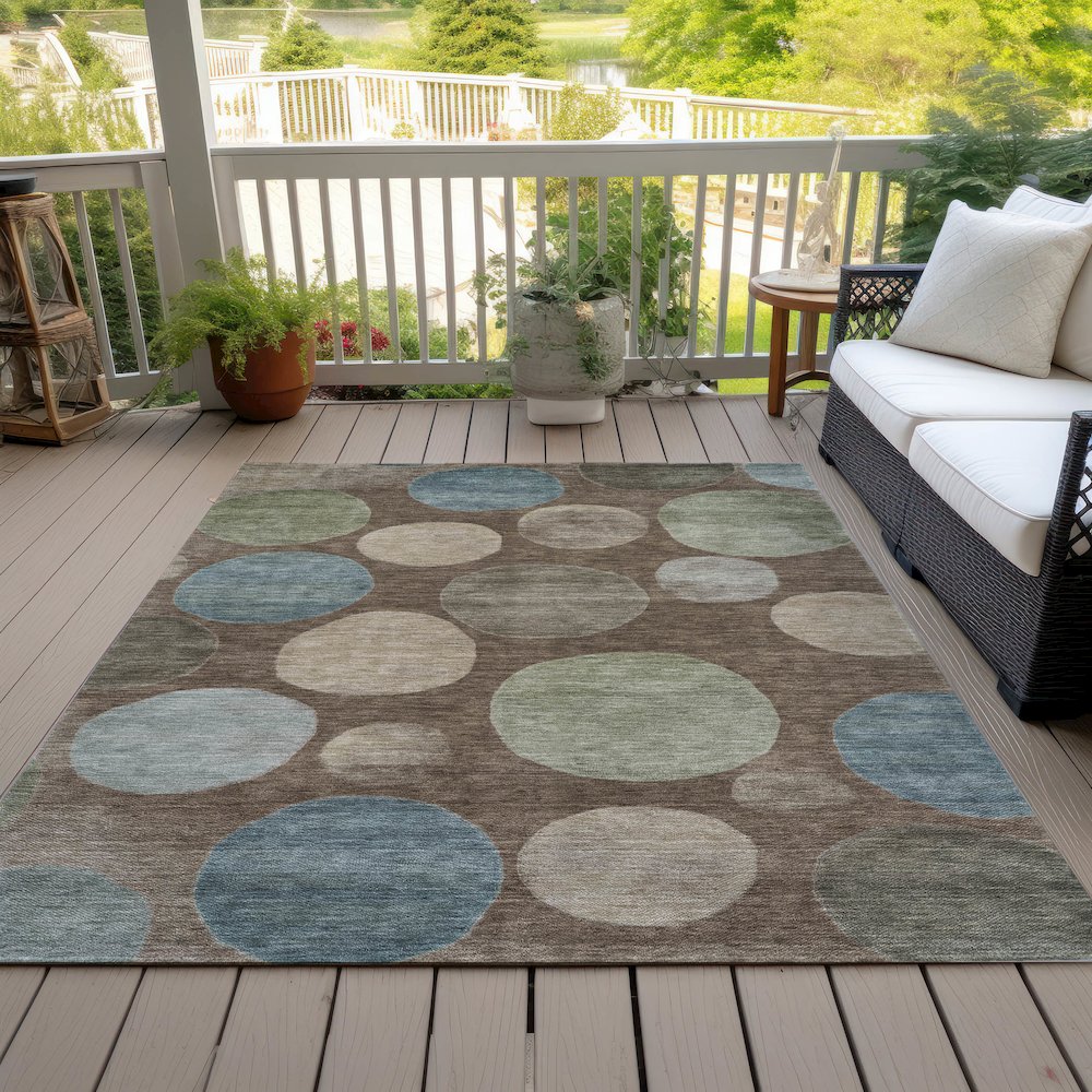 Machine Washable Indoor/Outdoor Chantille ACN2062 Chocolate 9' x 12' Rug. Picture 8