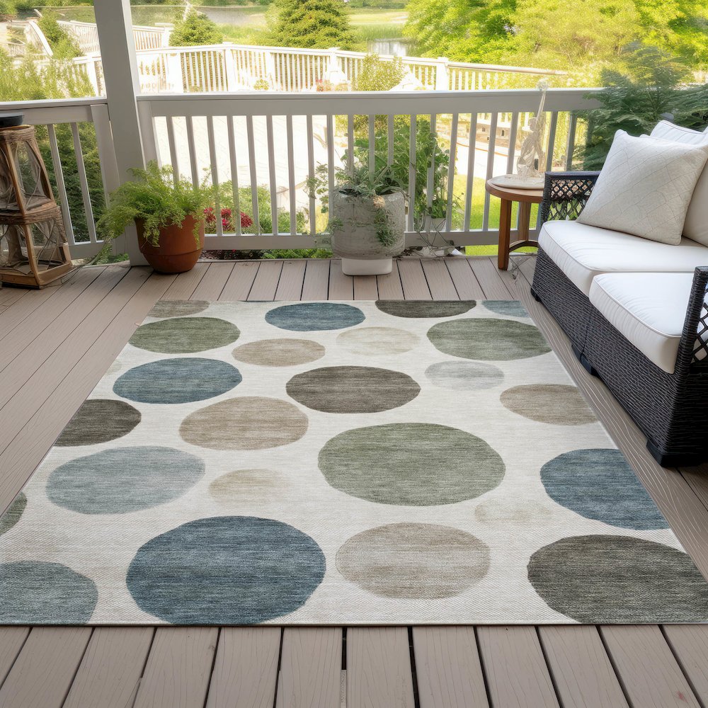 Machine Washable Indoor/Outdoor Chantille ACN2062 Ivory 9' x 12' Rug. Picture 8