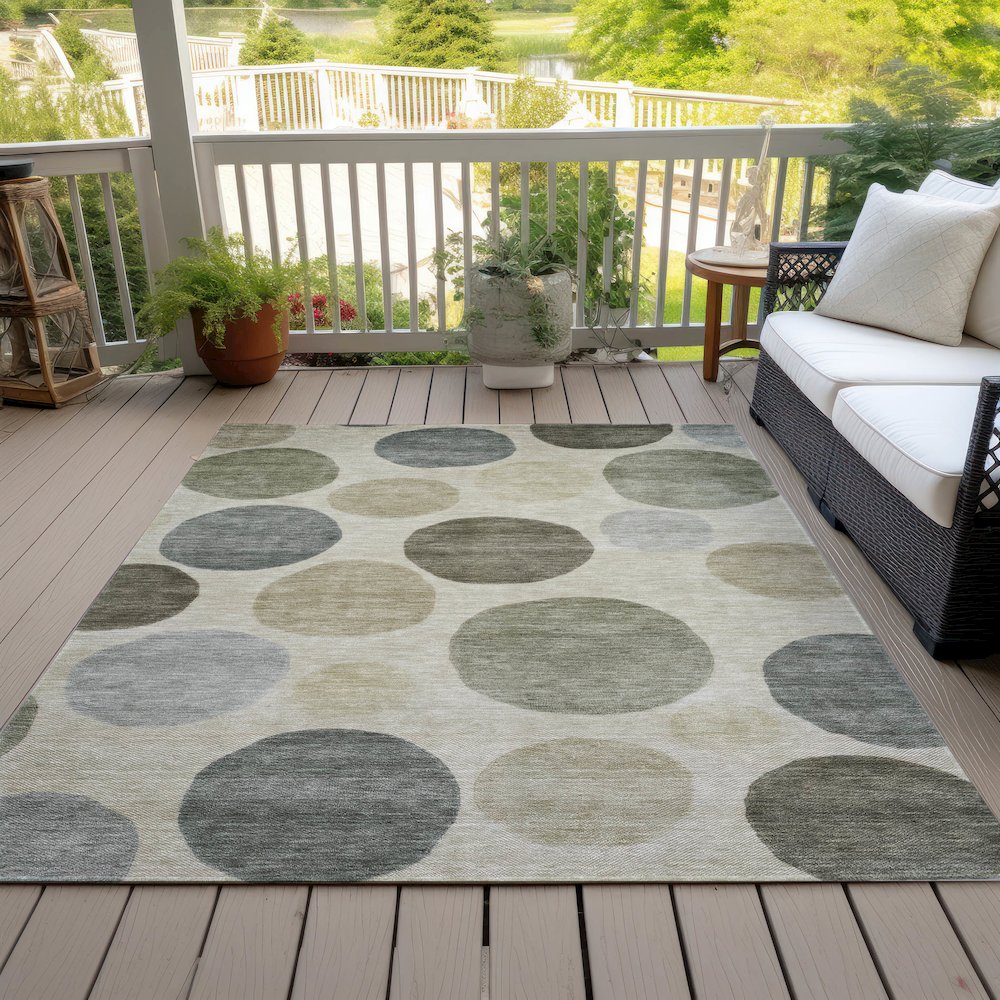Machine Washable Indoor/Outdoor Chantille ACN2062 Taupe 9' x 12' Rug. Picture 8