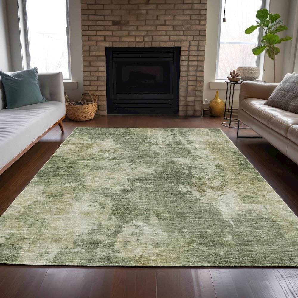 Machine Washable Indoor/Outdoor Chantille ACN2066 Sage 9' x 12' Rug. Picture 6