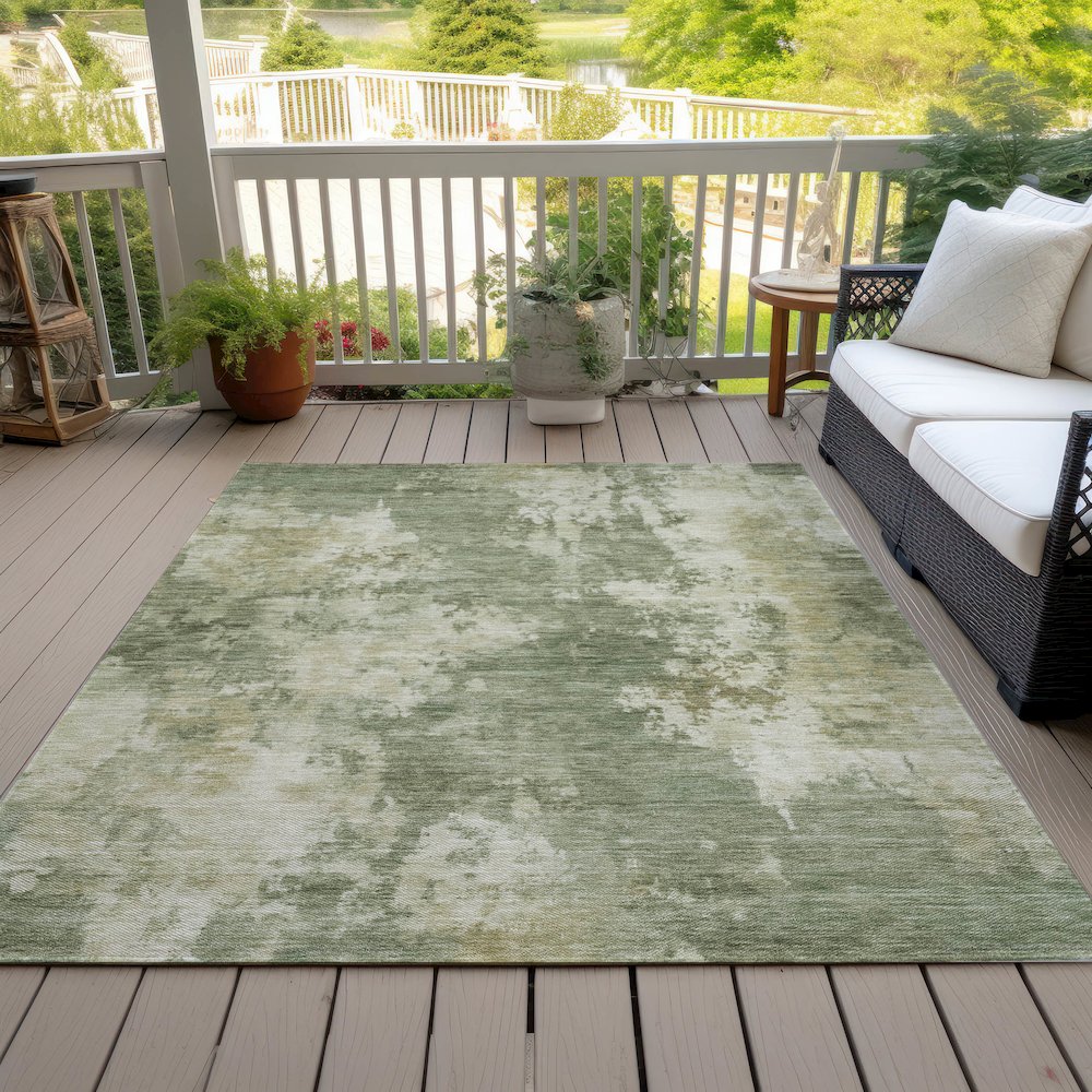 Machine Washable Indoor/Outdoor Chantille ACN2066 Sage 9' x 12' Rug. Picture 8