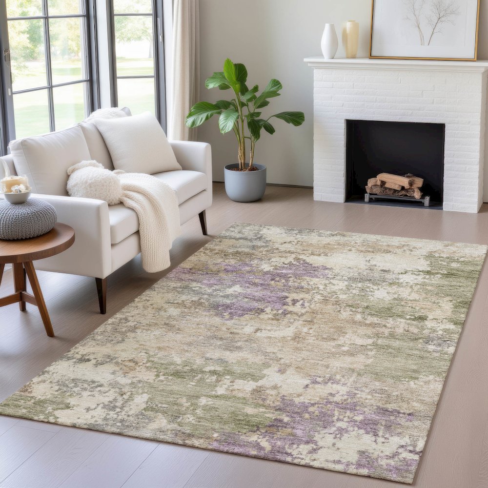 Machine Washable Indoor/Outdoor Chantille ACN2068 Beige 9' x 12' Rug. Picture 5